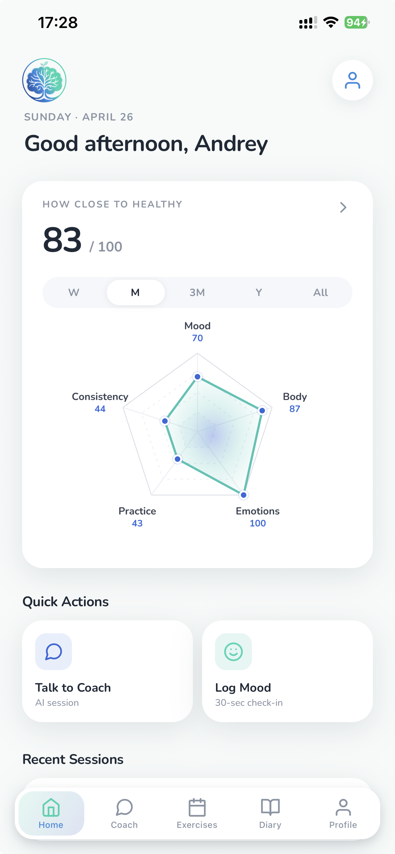 Healera app — home screen