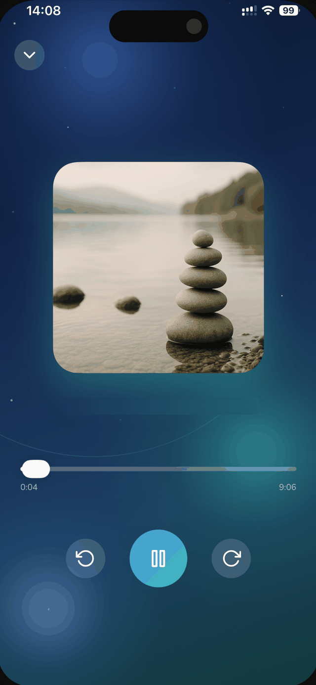 Healera — guided audio player with progress bar and playback controls